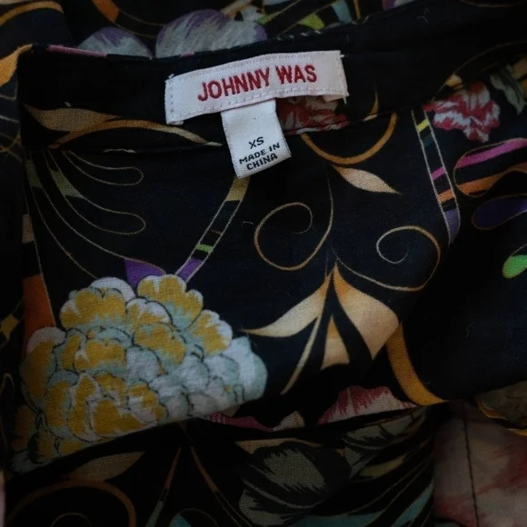 Johnny Was XS Floral Pattern Cottom Long Sleeve Bouse Tunic Ladies Peace Voyager - Picture 5 of 6
